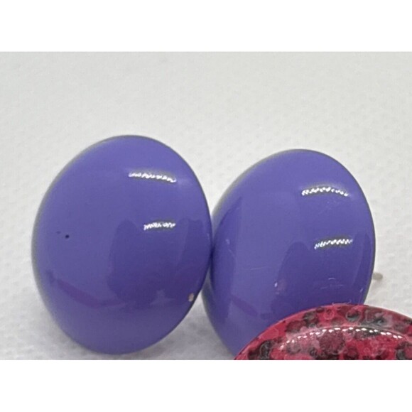 Vintage Lot of 5 Pairs Pink Purple Button Stud Hoop Pierced Earrings 80s 90s - Picture 8 of 10